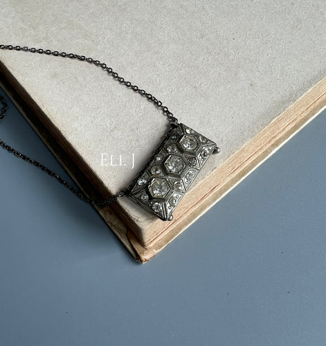 Art Deco Rhinestone Bar Necklace