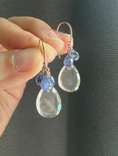 Load image into Gallery viewer, Rose Quartz, Tanzanite 14KRGF Earrings