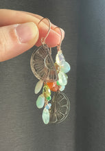 Load image into Gallery viewer, Smoky Quartz Orange Slices, Carnelian, Tsavorite, Opal, Peridot 14KRGF MismatchedEarrings