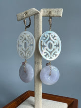 Load image into Gallery viewer, Type A Burmese Intense Lavender Jadeite, MOP 14KGF Earrings