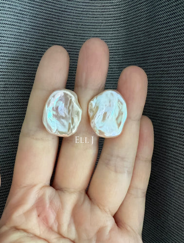 [VERY RARE] XL Keshi Pearl (Natural Pink Color) Earring Studs