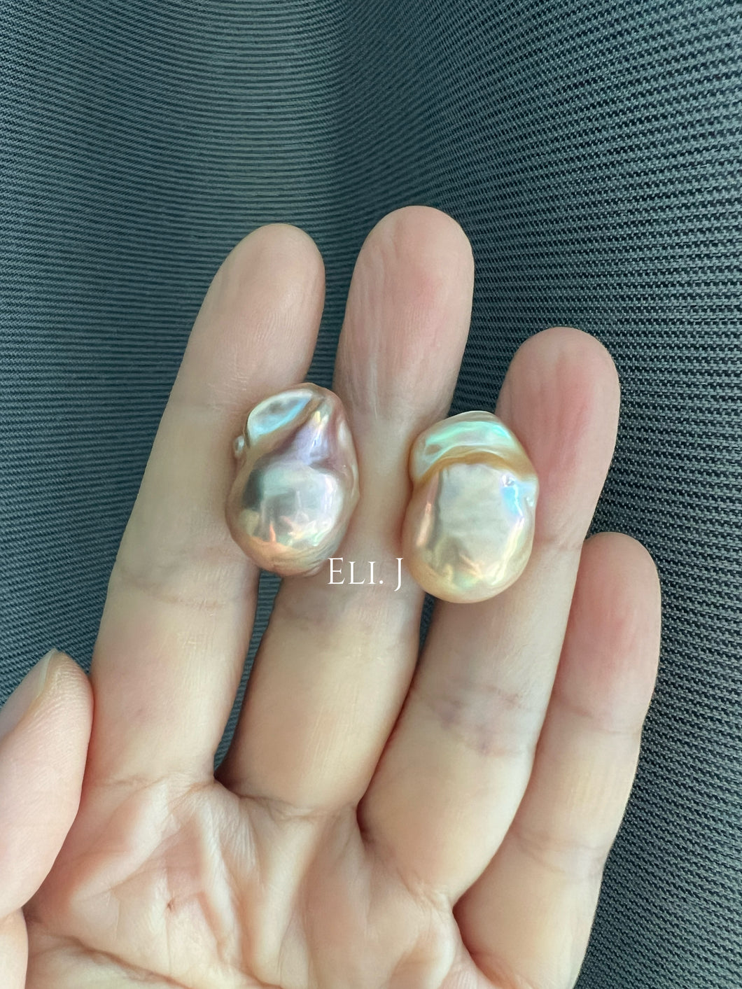 #9: Top Purple-Golden Rainbow Freshwater Baroque Pearl Earring Studs