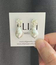 Load image into Gallery viewer, Ivory Pearls, Silver Bouquet Earring Studs