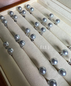 8-8.5mm Japanese Silver-Blue Akoya Pearl Earring Studs (925 Silver)