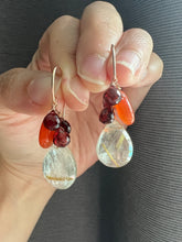 Load image into Gallery viewer, Golden Rutile, Garnet, Carnelian 14KRGF Earrings