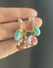 Load image into Gallery viewer, Ametrine, Larimar, Orange Garnet, Peridot Sterling Silver Earrings