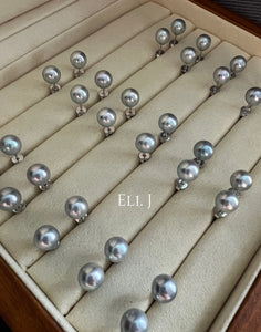 8-8.5mm Japanese Silver-Blue Akoya Pearl Earring Studs (925 Silver)