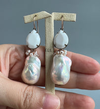 Load image into Gallery viewer, Vintage White Glass Gems, Ivory Baroque Pearls &amp; Gems 14kGF Earrings
