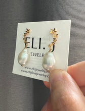 Load image into Gallery viewer, Signature Ivory Pearls, Cascade Floral Gold Studs