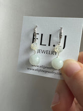 Load image into Gallery viewer, Jade Balls, MOP Roses Silver Earrings