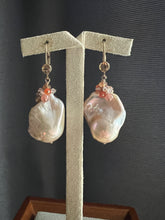 Load image into Gallery viewer, Peach Baroque Pearls, Gemstone 14KGF Earrings