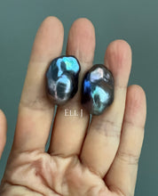 Load image into Gallery viewer, #7: Peacock Black Baroque Pearl Earring Studs