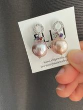 Load image into Gallery viewer, Mismatched Edison Pearls with Gemstones 925 Silver Earrings