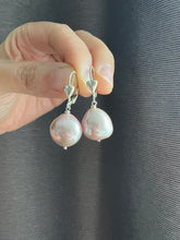 Load image into Gallery viewer, Large Sweet Pink Pearls 925 Silver Heart Earrings
