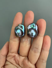Load image into Gallery viewer, #2: Peacock Black Baroque Pearl Earring Studs