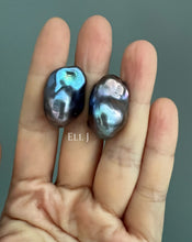 Load image into Gallery viewer, #7: Peacock Black Baroque Pearl Earring Studs