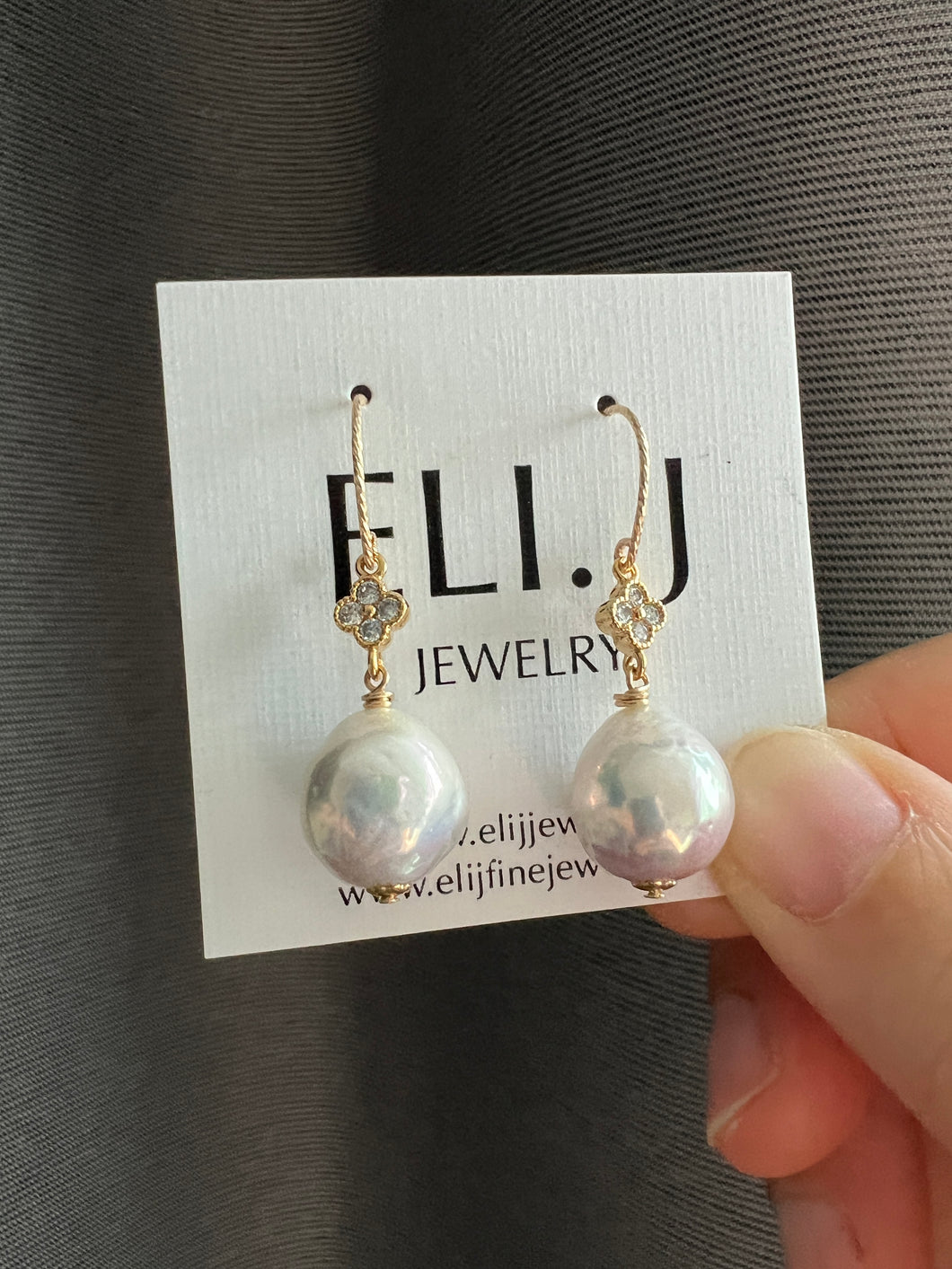 Lustrous Ivory Pearl Earrings 14KGF