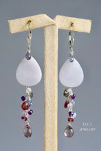 Load image into Gallery viewer, [EXCLUSIVE] Type A Burmese Lavender Jadeite Flat Teardrops, RARE Purple Sapphire, Tourmaline Gemstone 925 Silver Earrings