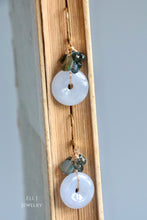Load image into Gallery viewer, Type A Burmese Bluish Lavender Jadeite Donuts, Black Opal, London Blue Topaz 14KGF Earrings