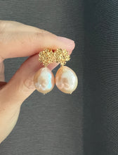 Load image into Gallery viewer, Pink-Peach Edison Pearl Bouquet Earrings