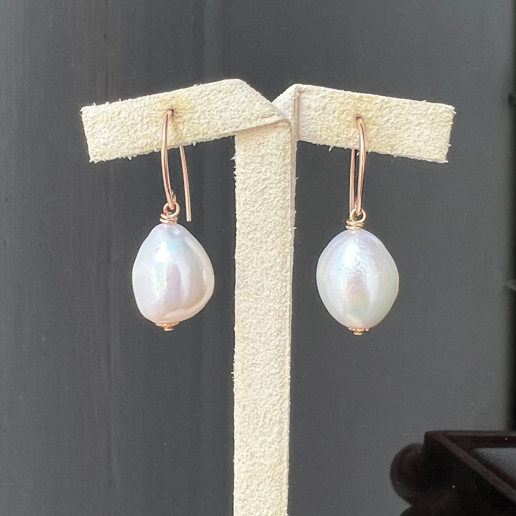 Simple Ivory Pearls 14kRGF Earrings