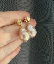 Load image into Gallery viewer, Rainbow Peach Golden Freshwater Pearl Earrings