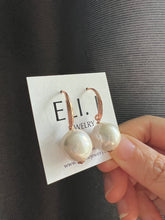 Load image into Gallery viewer, Ivory Pearl Earrings Rose Gold Hooks