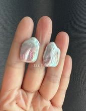 Load image into Gallery viewer, Large Pink Rectangular Keshi Pearl Earring Studs