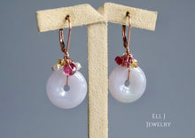 Load image into Gallery viewer, Type A Burmese Lilac Lavender Jadeite Donuts, Tourmaline &amp; Gemstone 14KRGF Earrings