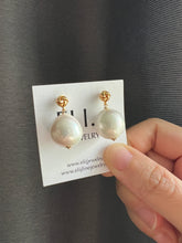 Load image into Gallery viewer, Plump Ivory Pearl Knot Earring Studs