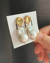 Load image into Gallery viewer, Ivory Baroque Pearl Earrings 14KGF