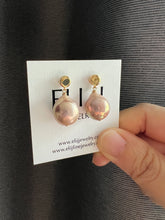 Load image into Gallery viewer, Peach-Rainbow Pearls Gold Minimalist Earring Studs