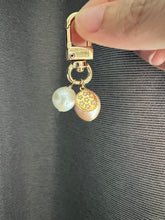 Load image into Gallery viewer, Peach, Ivory Pearl Gold Key Bag Charm