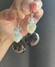 Load image into Gallery viewer, Smoky Quartz, Mother-of-Pearl Shells, Rose Quartz 14KRGF Earrings
