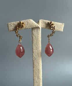 Rhodocrosite, Cascade Floral Earring Studs