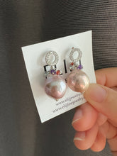 Load image into Gallery viewer, Mismatched Edison Pearls with Gemstones 925 Silver Earrings