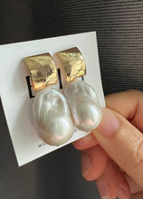 Load image into Gallery viewer, Ivory Baroque Pearl Modern Earrings 14KGF