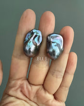 Load image into Gallery viewer, #11: Peacock Black Baroque Pearl Earring Studs