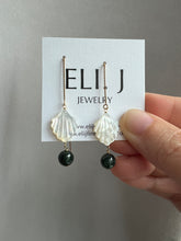 Load image into Gallery viewer, Dark Green Jade, MOP Shells 14KGF Earrings