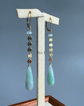 Load image into Gallery viewer, Type A Burmese Mint Green Jadeite Drops, Opal, 14KGF Earrings