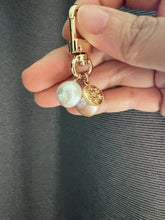 Load image into Gallery viewer, Peach, Ivory Pearl Gold Key Bag Charm