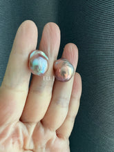 Load image into Gallery viewer, #4: Top Purple-Pink Rainbow Freshwater Baroque Pearl Earring Studs