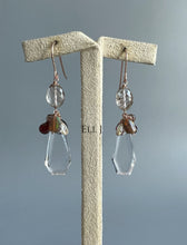 Load image into Gallery viewer, Copper Rutile, Black Opal, Portrait-cut Clear Quartz, Zircon 14KGF Earrings