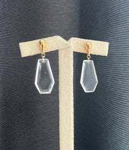 Load image into Gallery viewer, Clear Quartz Portrait Cut Gold Earrings