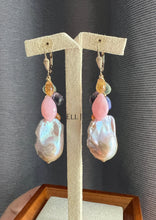 Load image into Gallery viewer, Purple-Pink-Rainbow Baroque Pearls &amp; Gemstones 14KGF Earrings