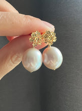 Load image into Gallery viewer, Rare Large Ivory Edison Pearl Floral Earrings