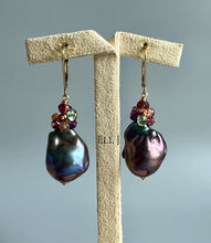 Load image into Gallery viewer, Peacock Baroque Pearls with Rainbow Gems 14KGF Earrings
