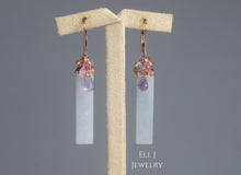 Load image into Gallery viewer, [EXCLUSIVE] Type A Burmese Lavender Jadeite Bars, Pink Sapphire, Gems 14kGF Earrings