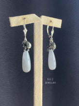 Load image into Gallery viewer, [EXCLUSIVE] Type A Lavender Burmese Jadeite Drops, Black Diamonds, Pyrite 925 Silver Earrings