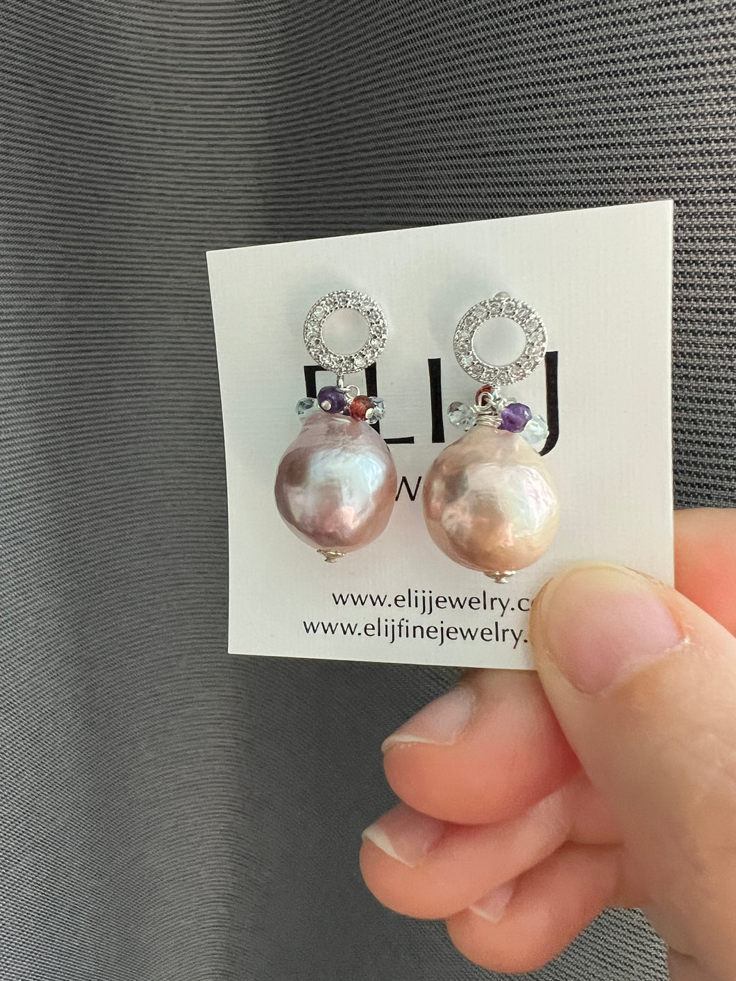 Mismatched Edison Pearls with Gemstones 925 Silver Earrings